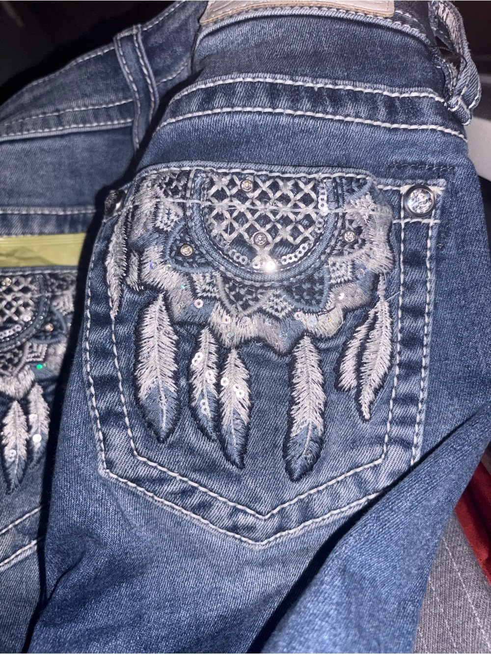 Miss Me Feather Dreamcatcher Bootcut Jeans
